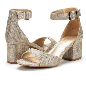 Champagne Glitter Gold Low heel sandals